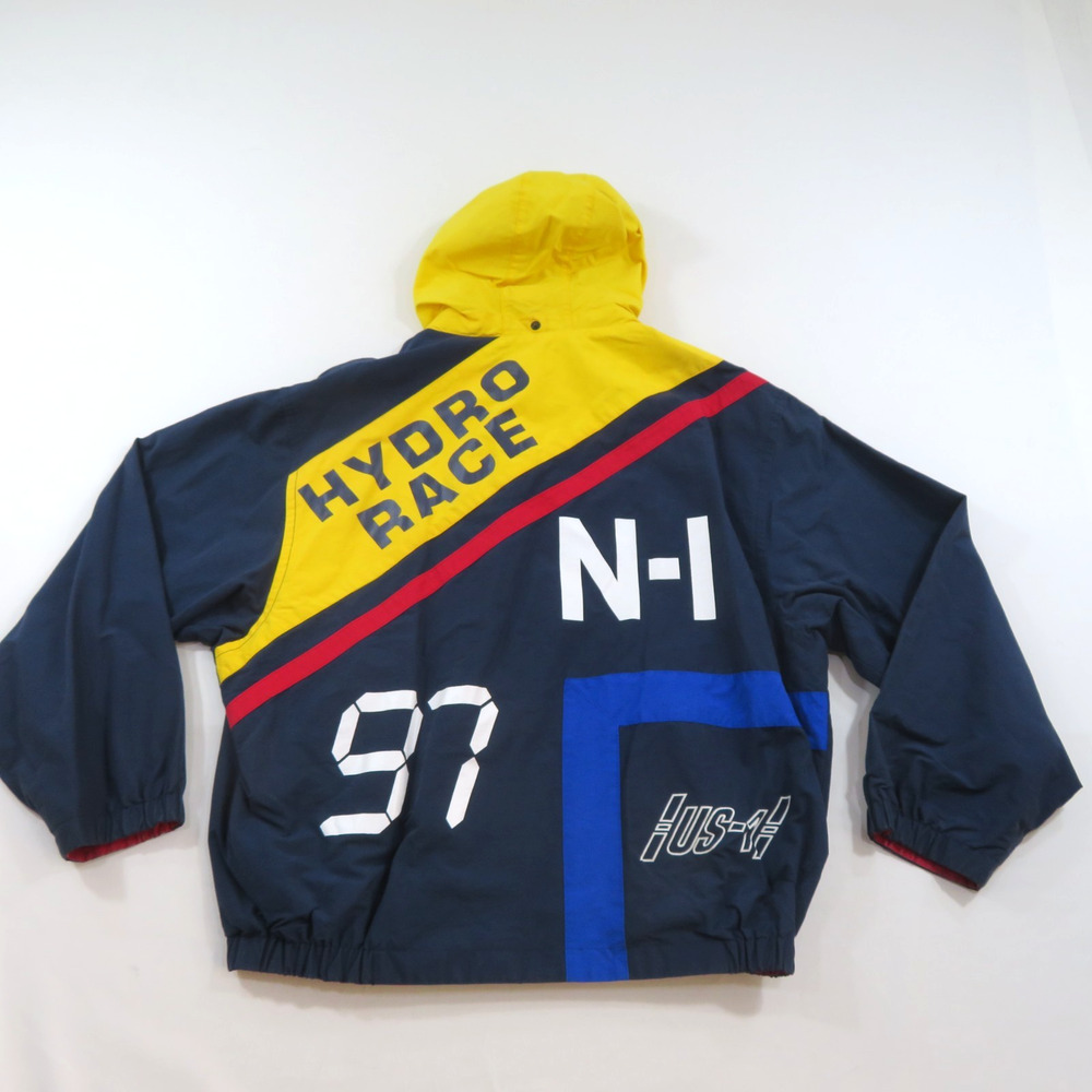 Nautica Hydro Race N-1 97 Red Blue Yellow Reversible Jacket M 1990s